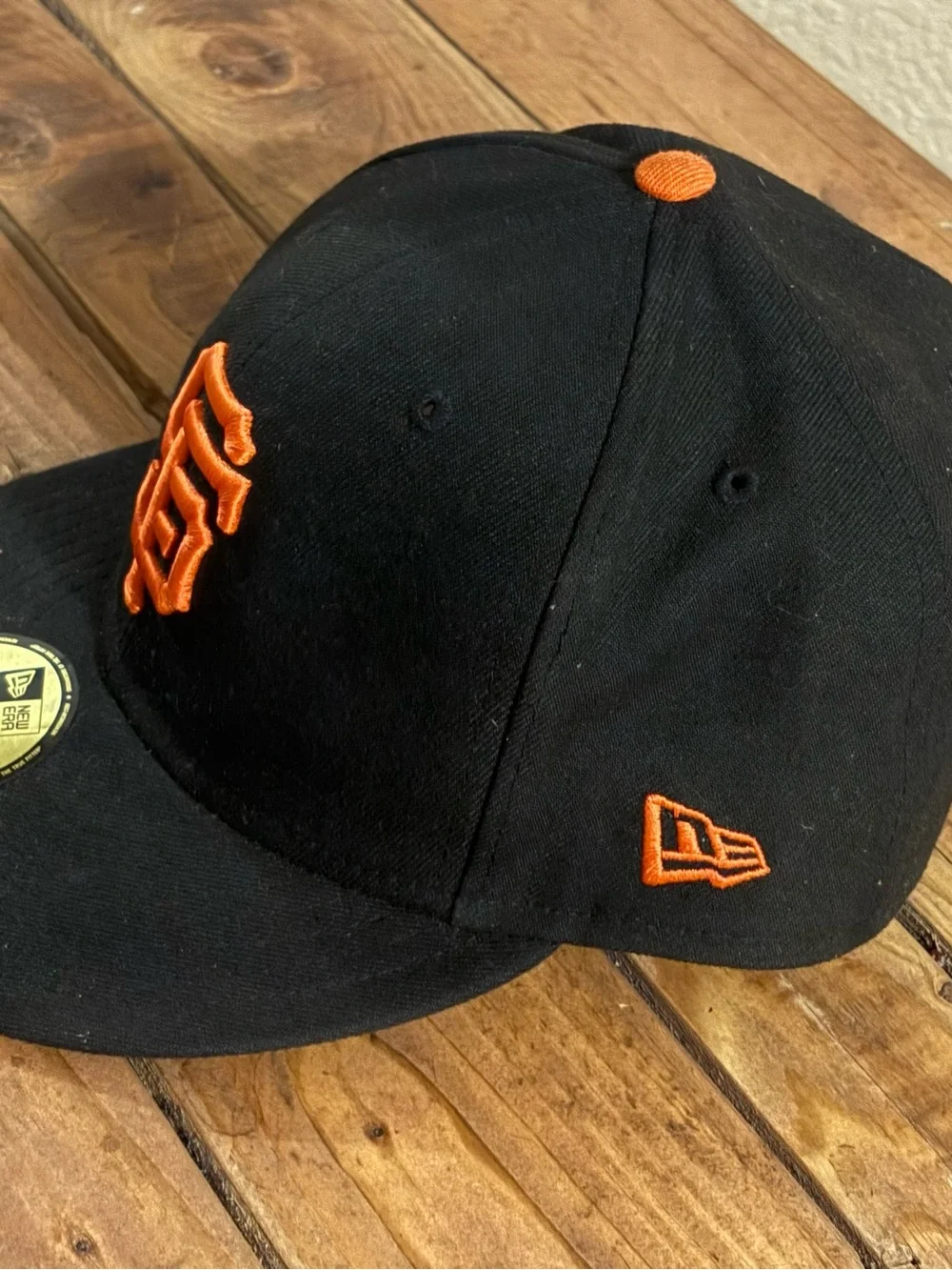 New Era Black and Orange SF Logo Fitted Baseball Cap